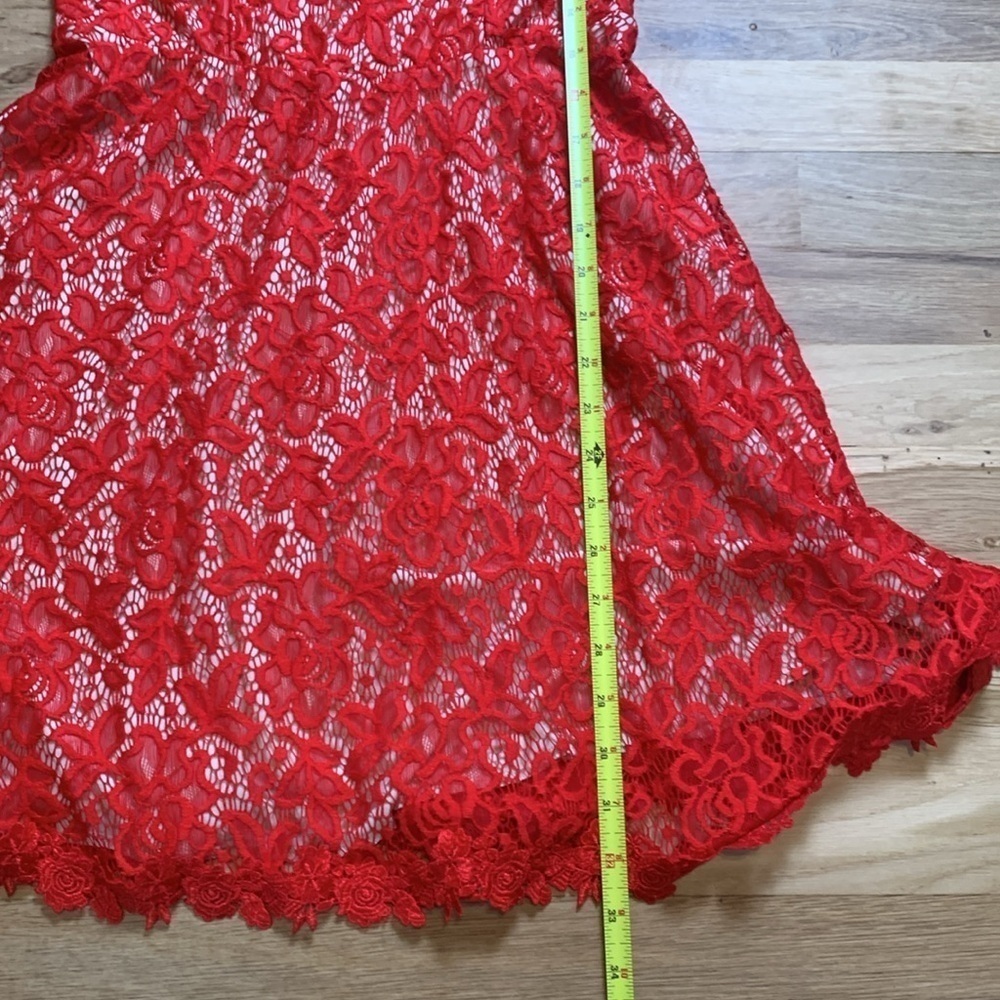 Mi Ami Sleeveless Fit & Flare Red Floral Lace Dress Women’s M - Picture 9 of 13